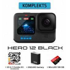 HERO12 Black + GoPro Enduro Battery + MicroSD 128 GB + 53 in 1 Combo Kit Accessories