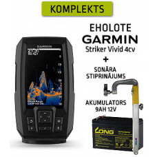 GARMIN STRIKER VIVID 4CV AR GT20-TM SONĀRU + AKUMULATORS 9AH 12V + SONĀRA STIPRINĀJUMS