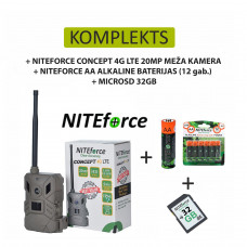 CONCEPT 4G LTE 20MP Meža kamera + NITEFORCE AA ALKALINE BATERIJAS (12GAB.) + SD karte 16GB