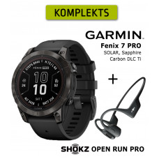 Garmin Fenix 7 Pro Saph Solar, Crbn Gry DLC Ti Black + Shokz Open Run Pro Black