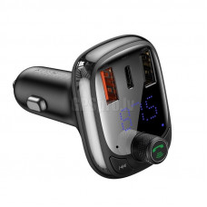 Auto Ladētājs Baseus T Typed Dual-USB + FM Transmitter