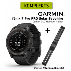 fēnix 7 Pro Sapphire Solar Carbon Gray DLC Titanium with Black Band + Titanium Bracelet Ca