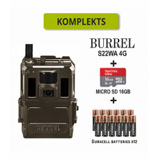 BURREL S22WA 4G WIRELESS TRAIL CAMERA + MICROSD 16GB + DURACELL BATTERIES 12 GAB.