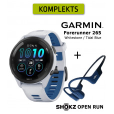 Garmin Forerunner 265 Whitestone, Blue + Shokz Open Run Blue