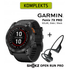 Garmin  Fenix 7X Pro Solar, Slate / Black + Shokz Open Run Pro Black