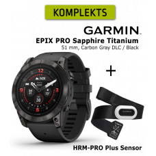 epix Pro (Gen 2) Sapphire, 51 mm Carbon Gray DLC titanium with black + HRM-PRO Plus Sensor