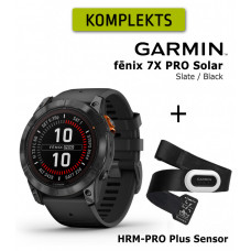 fēnix 7X Pro - Solar Slate Gray Stainless Steel with Black + HRM-PRO Plus Sensor