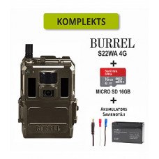 BURREL S22WA 4G WIRELESS TRAIL CAMERA + SD 16GB + AKUMULATORS + SAVIENOTĀJI