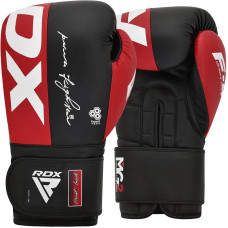 F4 Boxing Sparring Gloves Hook & Loop, Black / Red, 10 oz