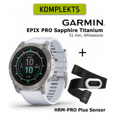 epix Pro (Gen 2) Sapphire, 51 mm Titanium with whitestone + HRM-PRO Plus Sensor