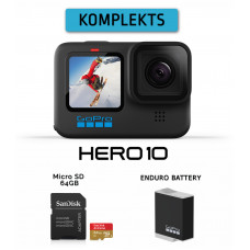 GoPro HERO10 Black + Extra Enduro Battery + Micro SD 64GB