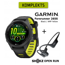 Garmin Forerunner 265S Black, Yellow + Shokz Open Run Black