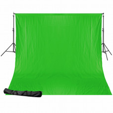 BR-D24 Fona sistēma + Fona audums 2,5 x 3m Chromakey Green (zaļš)