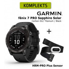 fēnix 7 Pro Sapphire Solar Carbon Gray DLC Titanium with Black + HRM-PRO Plus Sensor