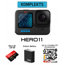 HERO11 Black + Extreme PRO MicroSD 128 GB + Enduro Battery + 53 in 1 Combo Kit Accessories