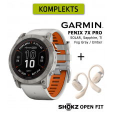 Garmin  Fenix 7X Pro Sapph Sol Ti Gray/Orange + Shokz Open Fit Beige