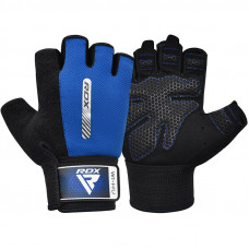 GYM WEIGHT LIFTING GLOVES W1 HALF BLUE-XL