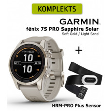 fēnix 7S Pro Sapphire Solar, Soft Gold Stainless Steel with Light Sand + HRM-PRO Plus Sens