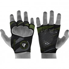 WEIGHT LIFTING GLOVES R1 ARMY GREEN SHORT STRAP-S/M