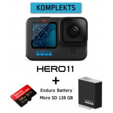 HERO11 Black + Sandisk Extreme PRO MicroSD 128 GB + Enduro Battery