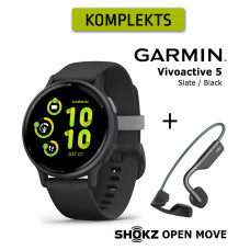 Vivoactive 5 Black + Shokz Open Move Grey