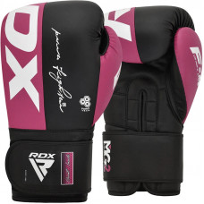 F4 Boxing Sparring Gloves Hook & Loop, Black / Pink, 12 oz