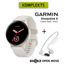 Vivoactive 5 Cream Gold, Ivory + Shokz Open Move White