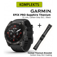 epix Pro (Gen 2) Sapphire, 51 mm Carbon Gray DLC titanium with black silicone + Vented Tit