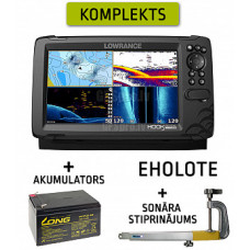 LOWRANCE HOOK REVEAL 9 TRIPLESHOT ROW + AKUMULATORS + SONĀRA STIPRINĀJUMS